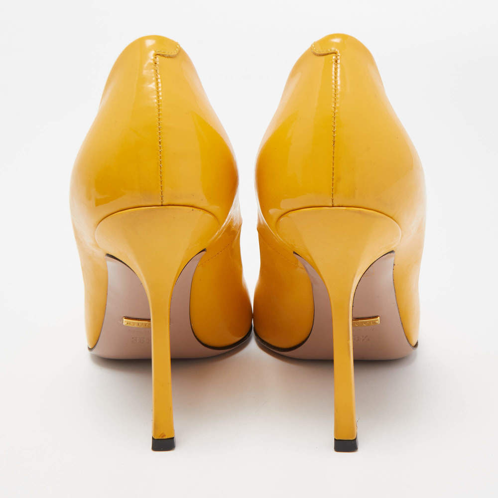 Gucci Yellow Patent Leather Horsebit Pumps - Picture 6 of 9